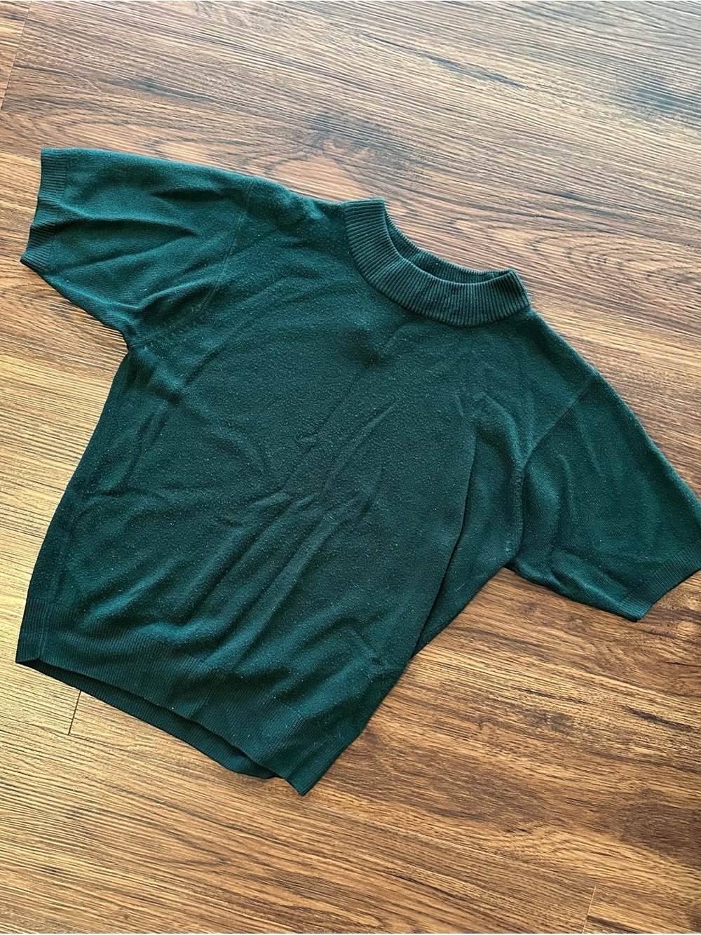 Short-Sleeve Knit Sweater - Forest Green